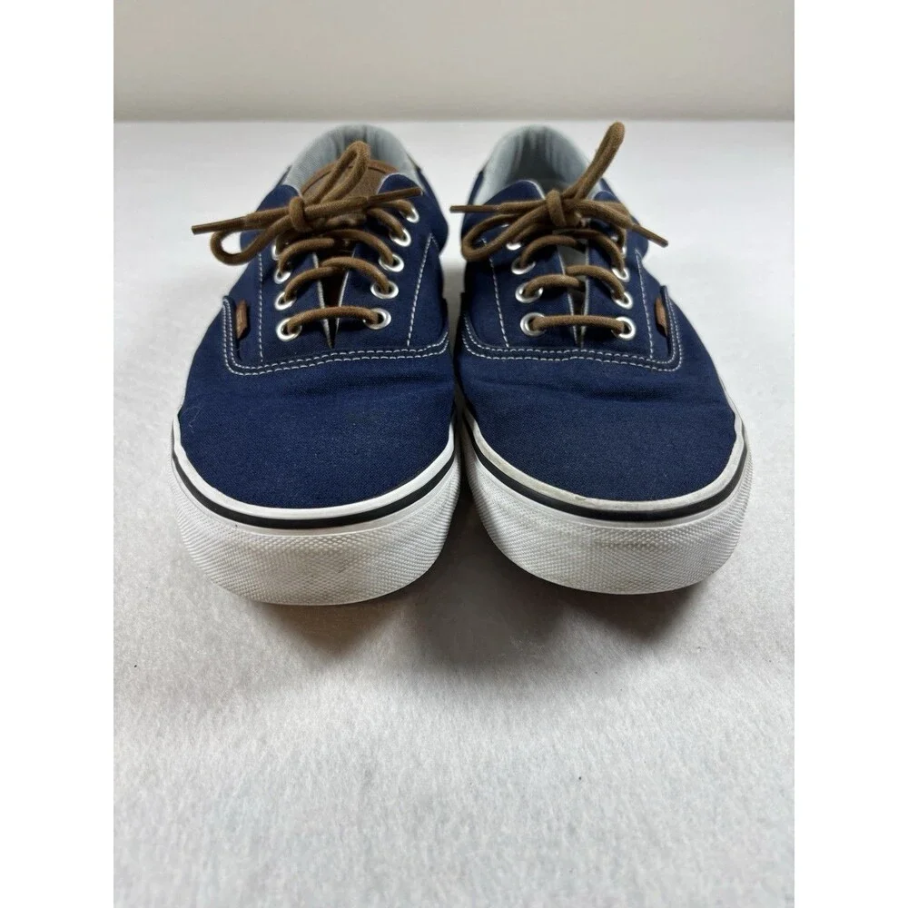 Vans Era Navy Blue Canvas Sneakers Brown Laces Men’s Size 11.5 Casual Shoes